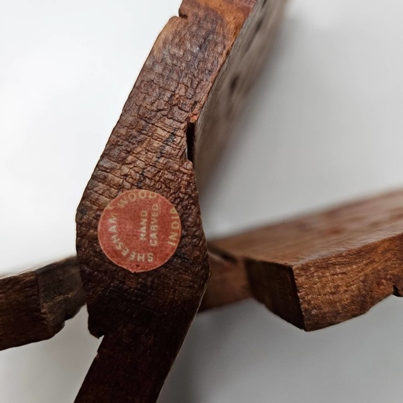 Hand Carved Wooden Book Holder Cookbook Stand Countertop Bohemian Boho India - Picture 6 of 12